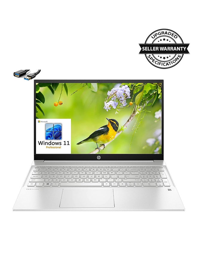 HP - Pavilion 15 (Upgraded Version) Laptop With 15.6-Inch FHD Display, Core i7-1255U Processor/32GB RAM/1TB SSD/Intel Iris XE Graphics/Windows 11 Pro + USB 3.0 Extension Cable English Natural Silver - Image 1