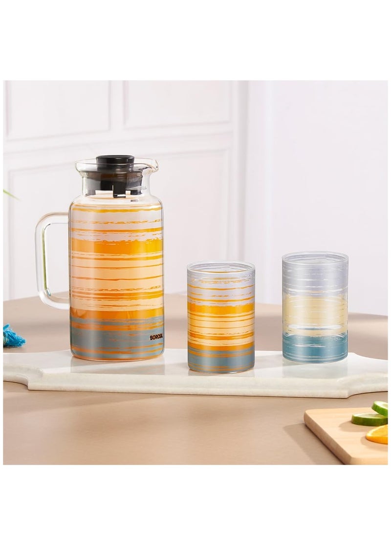 BOROSIL Glance 1L Borosilicate Multipurpose Jug With 4 Pc Set Of 295 Ml Vision Glass, Water Jug With Handle, Jug For Dining Table, Glass Pitcher, Transparent  - Image 1