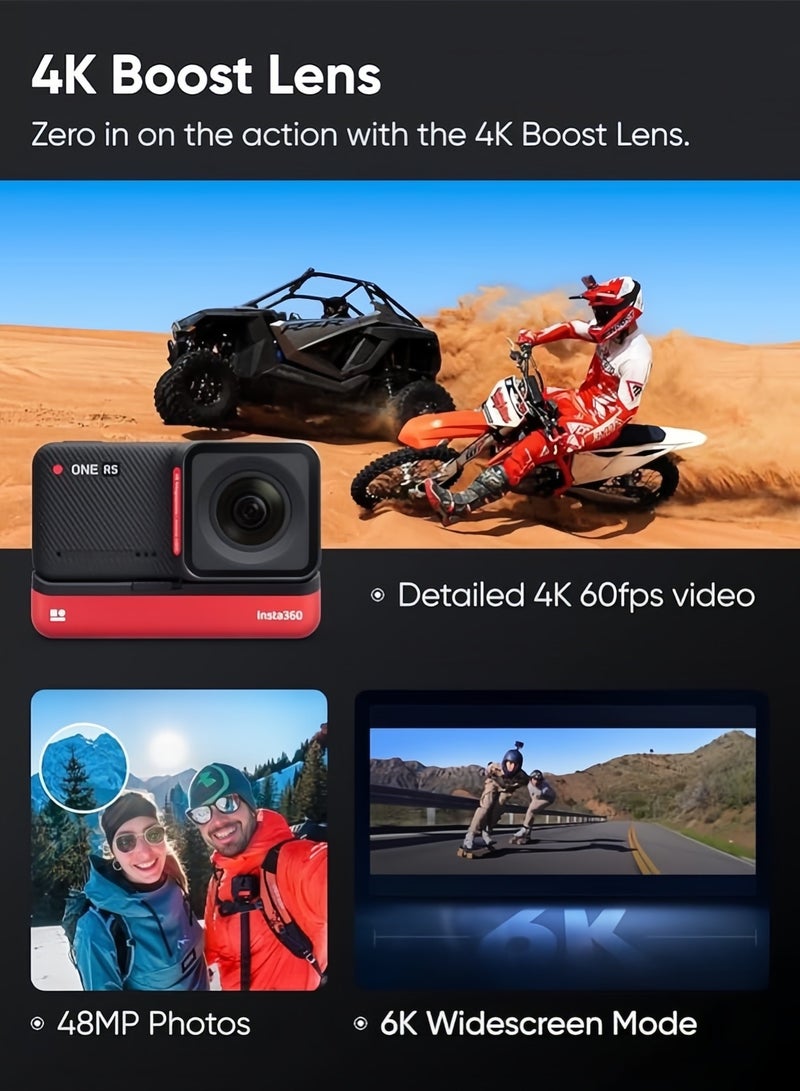 Insta360 One RS 4K Edition – Waterproof 4K 60Fps Action Camera With FlowSate Stabilization, 48Mp Photo, Active HDR, AI Editing  - Image 4