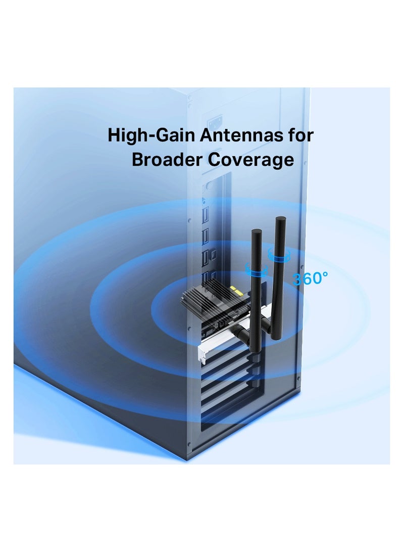 تي بي لينك AX3000 WiFi 6 PCIe Adapter with Bluetooth 5.0 - Archer TX50E | Black - Image 4