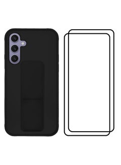 MARGOUN 3 Packs For Samsung Galaxy S24 Plus Case And 2 Screen Protectors Magnetic Stand And Holder Premium Silicone Vertical And Horizontal Hand Strap Grip Multi Stand Cover Black  - Image 2