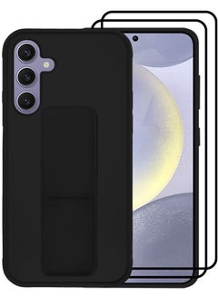 MARGOUN 3 Packs For Samsung Galaxy S24 Plus Case And 2 Screen Protectors Magnetic Stand And Holder Premium Silicone Vertical And Horizontal Hand Strap Grip Multi Stand Cover Black  - Image 3