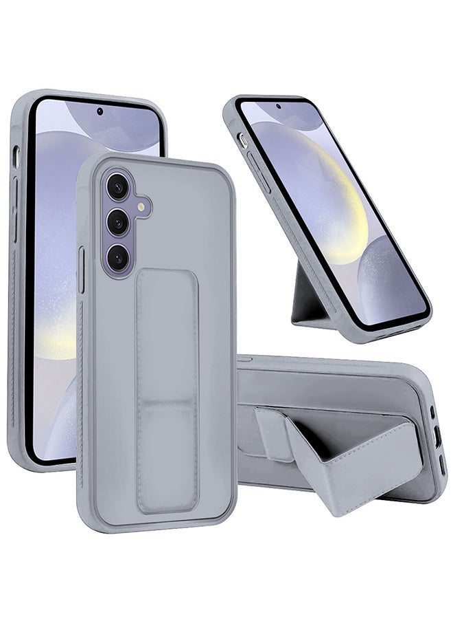 MARGOUN Samsung Galaxy S24 Plus Case Magnetic Stand And Holder Premium Silicone Vertical And Horizontal Hand Strap Grip Multi Stand Car Mount Kickstand Case Finger Strap Cover Grey - Image 2