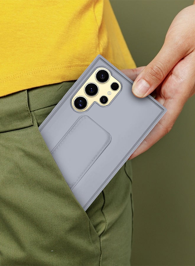 MARGOUN Samsung Galaxy S24 Ultra Case Magnetic Stand And Holder Premium Silicone Vertical And Horizontal Hand Strap Grip Multi Stand Car Mount Kickstand Case Finger Strap Cover Grey - Image 4