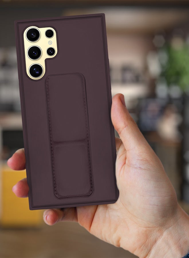 مارجون جراب Samsung Galaxy S24 Ultra بحامل مغناطيسي وحزام يد عمودي وأفقي ممتاز من السيليكون مع حامل متعدد الاستخدامات وحامل للسيارة وغطاء حزام الإصبع - Image 3