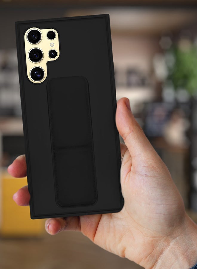 مارجون جراب Samsung Galaxy S24 Ultra بحامل مغناطيسي وحامل سيليكون ممتاز بحزام يد عمودي وأفقي متعدد الحوامل وحامل للسيارة وغطاء حزام الإصبع - Image 3