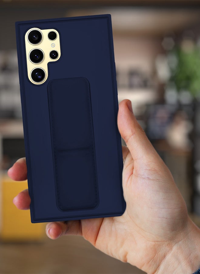 مارجون حافظة سامسونج جالاكسي S24 ألترا مع حامل مغناطيسي وحامل سيليكون فاخر بحزام يد عمودي وأفقي، حامل متعدد، حامل سيارة، حافظة مع قاعدة، غطاء بحزام إصبع - Image 3