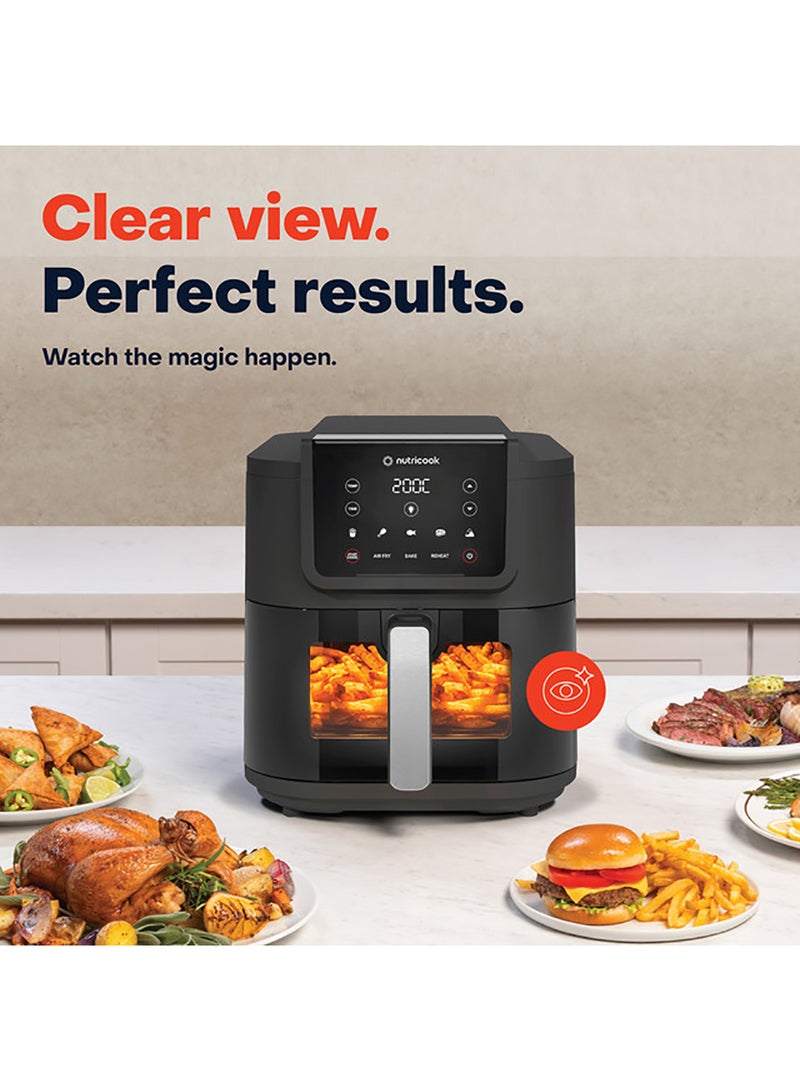 nutricook Digital Slim Air Fryer XL,7.6L Capacity with Clear Window & Internal Light , 2.4KG, Space-Saving Design,5 Presets, Air Fry, Roast , Bake, Reheat & Dehydrate, 2 Years Warranty 7.6 L 1700 W AFS200 Black  - Image 5