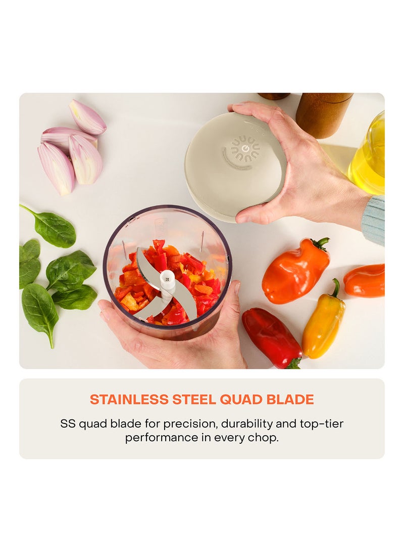 nutricook - Choppi Cordless Rechargeable Chopper, Pulse And Steady Modes, BPA Free Tritan Cup, 4000 mAh Battery, SS 304 Quad Blade, Designed In California 500 ml 220 W CH600CS Desert Sand - Image 1
