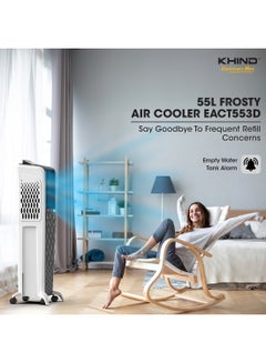 KHIND Frosty 55 Litres Freestanding Air Cooler with Remote |Touch Screen Controls and Three sided Honeycombs Cooling pads | Home, Kitchen and Office Use | 1 Year Brand Warranty 55 L 145 W EACD553D White/Black  - Image 2