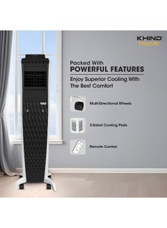 KHIND Frosty 55 Litres Freestanding Air Cooler with Remote |Touch Screen Controls and Three sided Honeycombs Cooling pads | Home, Kitchen and Office Use | 1 Year Brand Warranty 55 L 145 W EACD553D White/Black  - Image 4