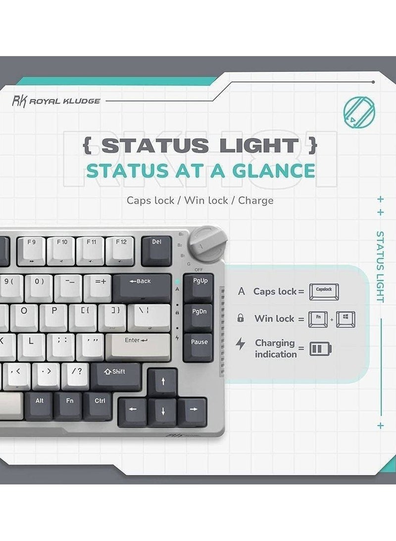 Royal Kludge - RKH81 Tri-Mode 80% Gasket Structure Wireless Mechanical Gaming Keyboard, Brown Switches Hot-Swappable RGB Knob Control - Image 1