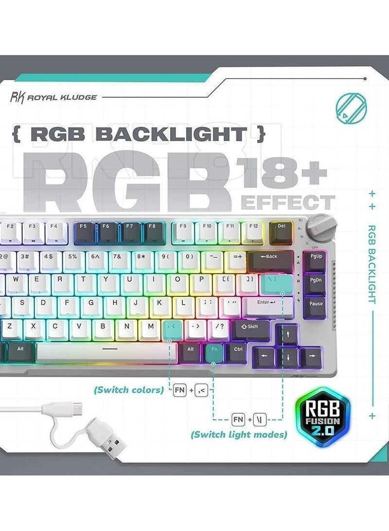 Royal Kludge - RKH81 Tri-Mode 80% Gasket Structure Wireless Mechanical Gaming Keyboard, Brown Switches Hot-Swappable RGB Knob Control - Image 1