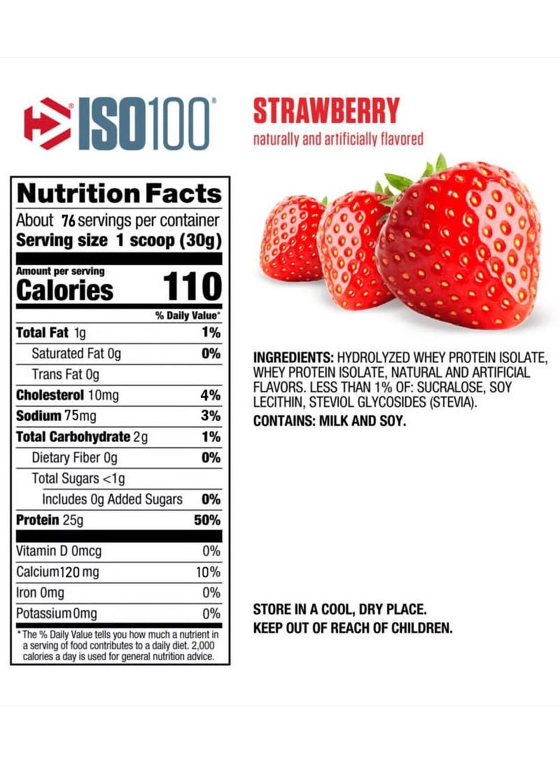 Dymatize ISO100 Hydrolyzed Whey Protein Isolate - Strawberry - (5 lb) - Image 3