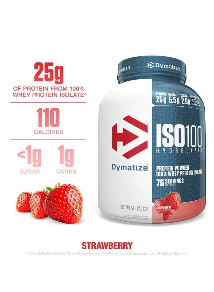 Dymatize ISO100 Hydrolyzed Whey Protein Isolate - Strawberry - (5 lb) - Image 2