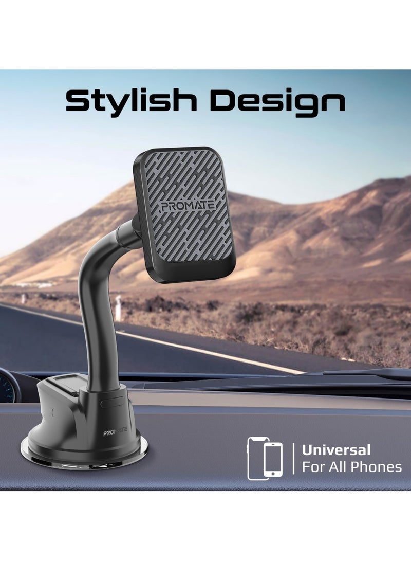 بروميت حامل هاتف مغناطيسي للسيارة، حامل هاتف للسيارة قابل للدوران بزاوية 360 درجة مع قبضة مضادة للانزلاق، تصميم بدون حامل، ذراع قابل للتعديل ومغناطيس N52 لهاتف iPhone 15 وSamsung S23 وMagMount-Pro - Image 3