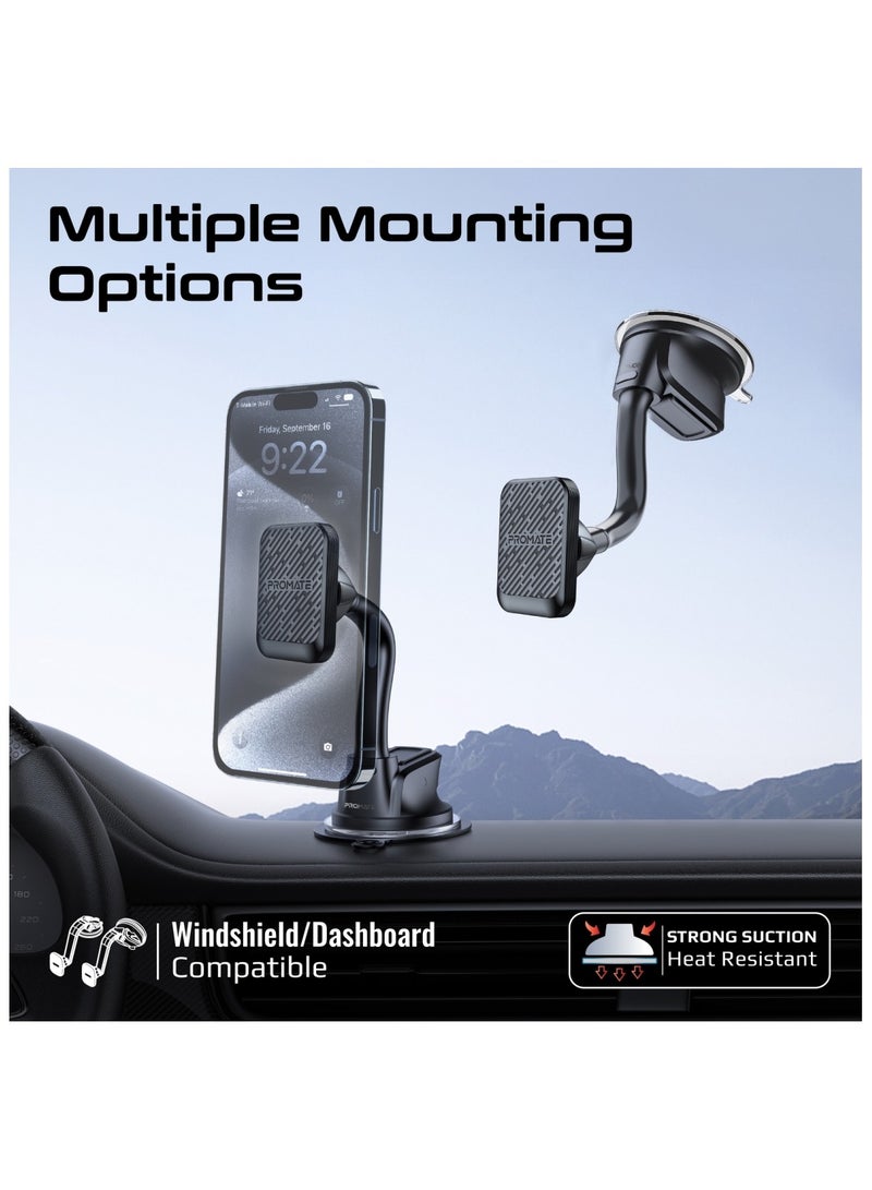 بروميت حامل هاتف مغناطيسي للسيارة، حامل هاتف للسيارة قابل للدوران بزاوية 360 درجة مع قبضة مضادة للانزلاق، تصميم بدون حامل، ذراع قابل للتعديل ومغناطيس N52 لهاتف iPhone 15 وSamsung S23 وMagMount-Pro - Image 4
