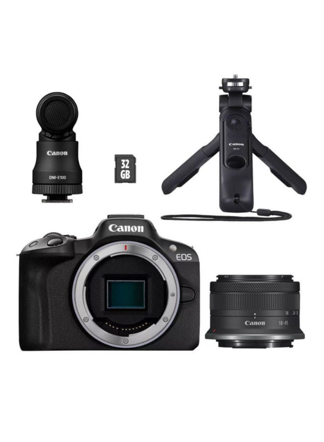 EOS R50 Mirrorless Camera Content Creator Kit, Black including RF-S18-45mm F4.5-6.3 IS STM Lens (Upgraded M50 Mark II Model) - pnsku/N70041332V/45/_/1708609357/4d405d90-099d-4dc1-a200-9a4face0b512