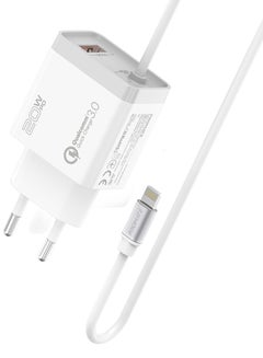 iPhone Charger, Fast Charging 20W Power Delivery Wall Charger With 1.5M Lightning Cable, Quick Charge 3.0 USB Port And Adaptive Fast Charging For iPhone 12,12 Pro,Galaxy S21/S21+, iCharge-PDQC3 White - pnsku/N70041333V/45/_/1706167856/771faeb0-b604-4821-97de-87a6c75eac24