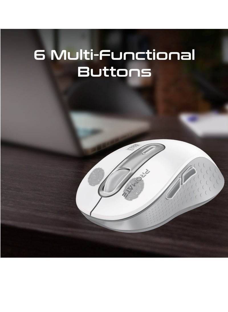 PROMATE Promate Wireless Optical Mouse,  Ambidextrous Wireless Mice with Dual Mode Connectivity, Bluetooth v5.2, 2.4Ghz Transmission, Adjustable 1600DPI, 150H Working Time, Ken White  - Image 5