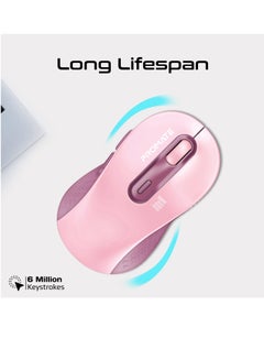 Promate Wireless Mouse, Ergonomic Ambidextrous Wireless Mice with Dual Mode Connectivity, Bluetooth v5.3, 2.4Ghz Transmission, Adjustable 1600DPI, 150H Working Time, Ken Pink - pnsku/N70041343V/45/_/1706167872/50cc68e5-c7a9-4ed3-9f6d-b36d5c81586d