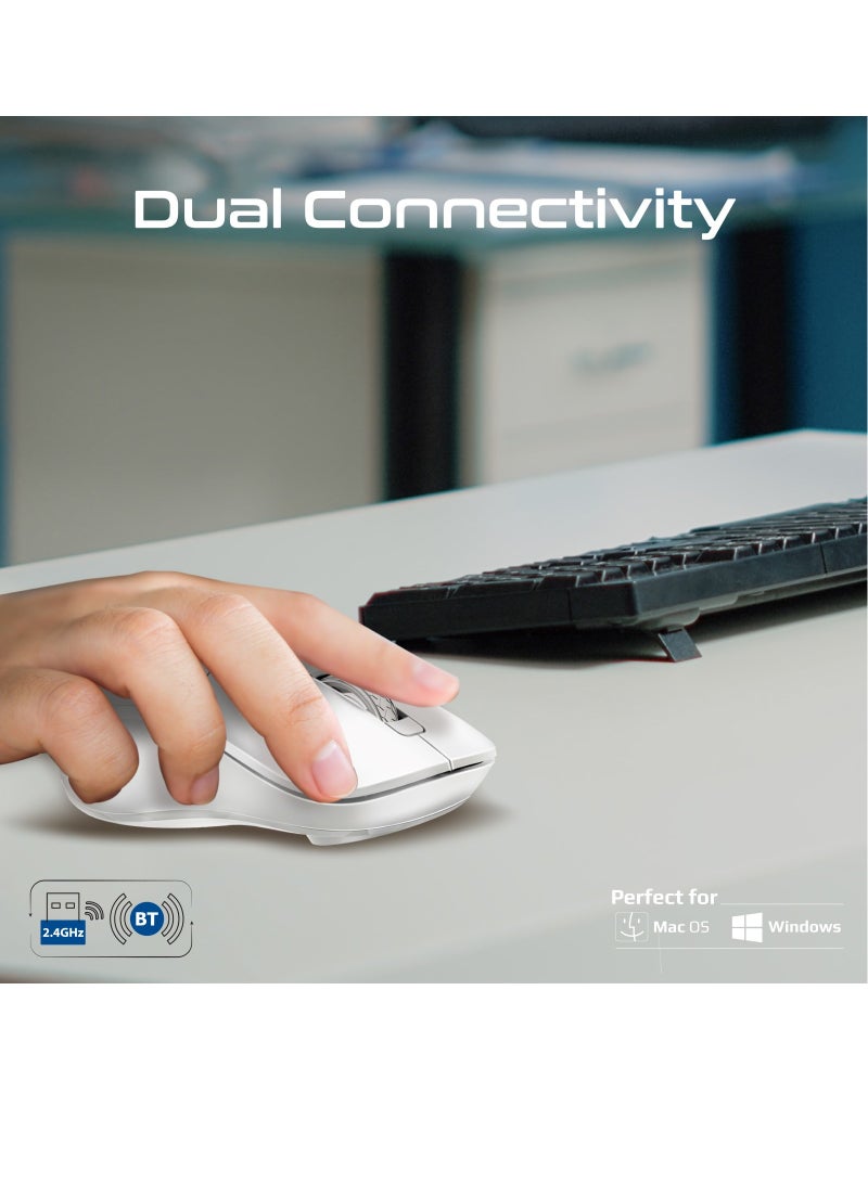 PROMATE - 500 mAh Promate Rechargeable Wireless Mouse, Professional Contoured 500mAh Battery with Dual Nano Receiver Connectivity, 1600DPI DPI and 6 Multi-Functional Buttons, Samo White - Image 1