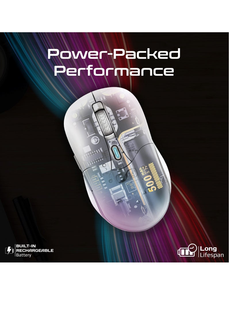 PROMATE - 500 mAh Promate Rechargeable Wireless Mouse, Professional Contoured 500mAh Battery with Dual Nano Receiver Connectivity, 1600DPI DPI and 6 Multi-Functional Buttons, Samo White - Image 1