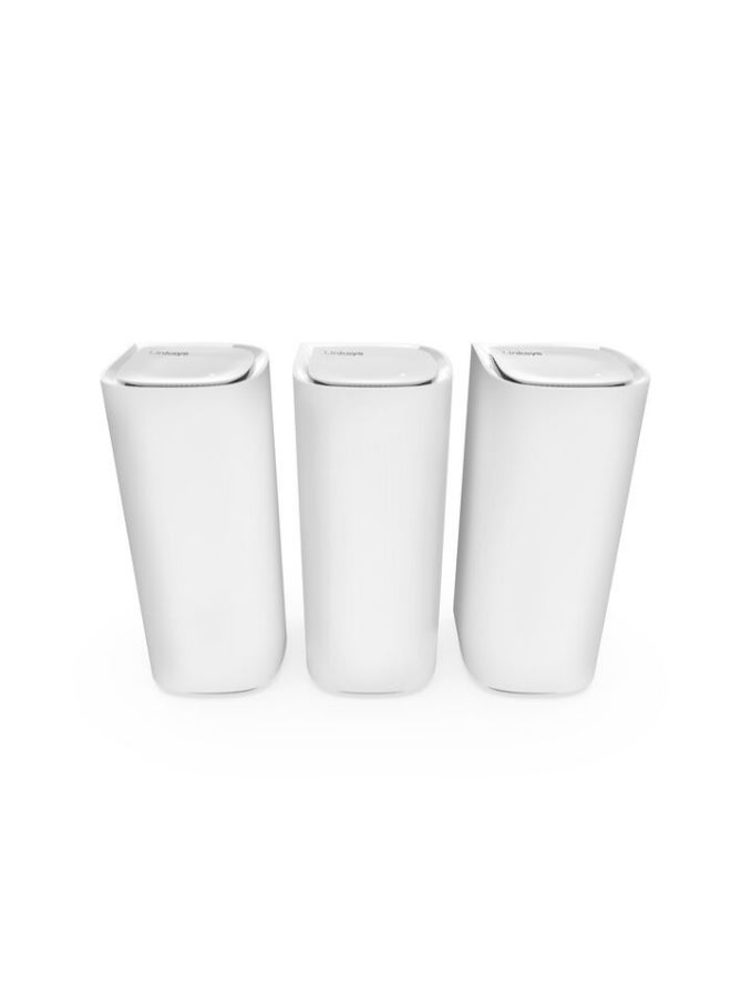 لينكسيس نظام Velop Pro 7 Mesh WiFi 7 MBE7003 - جهاز توجيه شبكي معرفي مزود بسرعات ثلاثية الموجات وأكثر من 10 جيجابت في الثانية - تغطية منزلية كاملة تصل إلى 825 مترًا مربعًا. - توصيل 600 جهاز - 3 عبوات باللون الأبيض  - Image 1