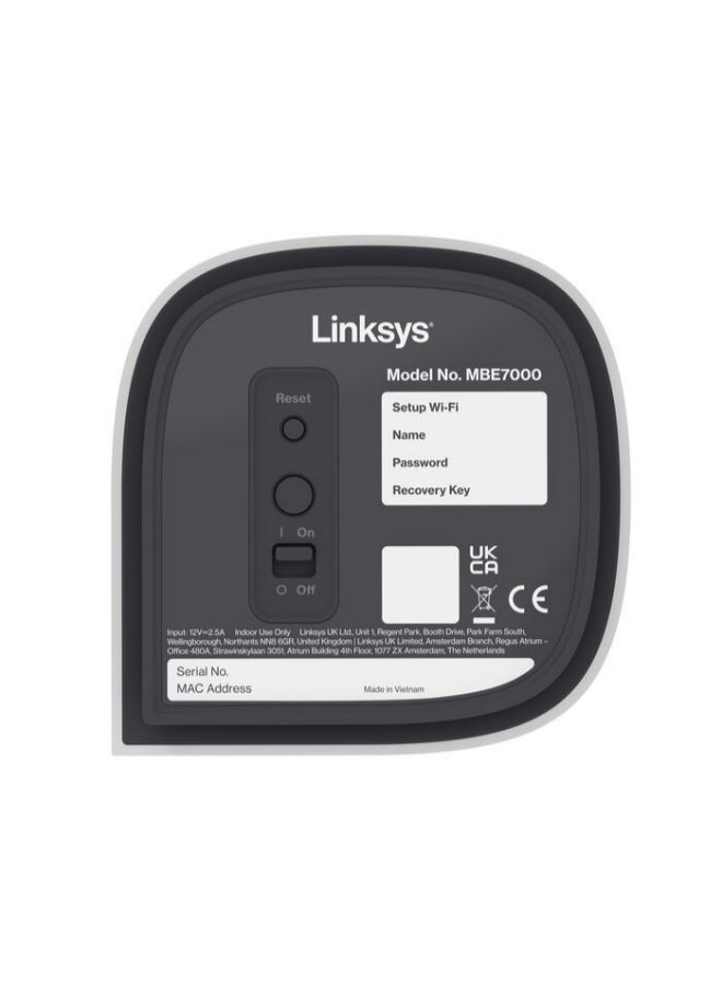 LINKSYS - Velop Pro 7 Mesh WiFi 7 System MBE7002 - Cognitive Mesh Router with Tri-Band and over 10 Gbps Speeds - Whole Home Coverage up to 550 sqm. - Connect 400 Devices - 2 Pack White - Image 1