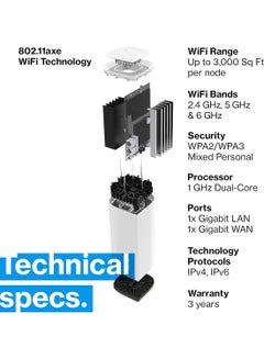 LINKSYS Velop Pro WiFi 6E Tri-Band Mesh System MX6201-KE - Cognitive Mesh Router with 6 Ghz Band Access & 5.4 Gbps True Gigabit Speed - Whole-Home Coverage up to 3,000 sq. ft. & 200 Devices - 1 Pack White  - Image 5