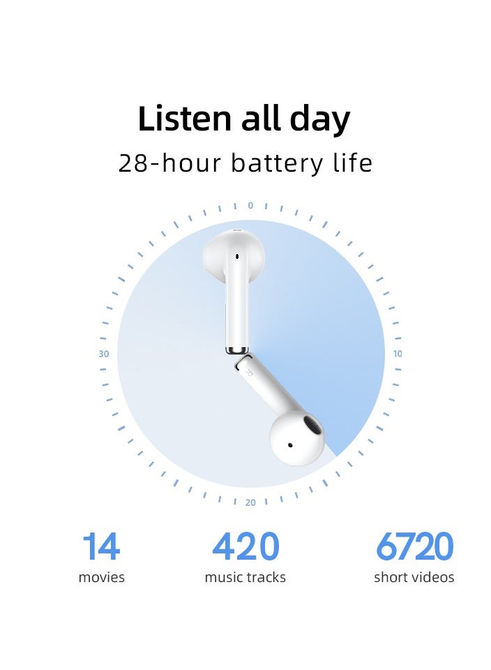 QCY - T29 Ailybuds Lite Truly Wireless Earbuds With Bionic Arc Design,Strong 5.3 Bluetooth Connection, 28 Hours Battery Life & 68 ms Low Latency - White - Image 1