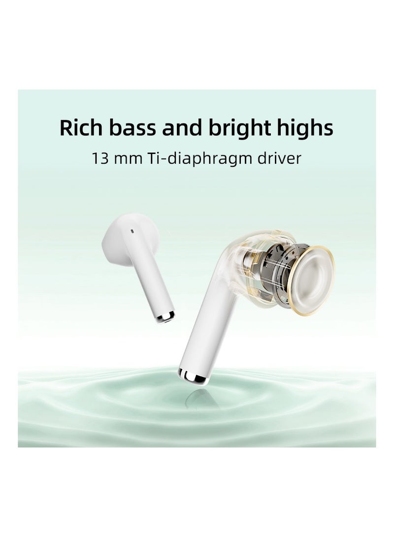 QCY - T29 Ailybuds Lite Truly Wireless Earbuds With Bionic Arc Design,Strong 5.3 Bluetooth Connection, 28 Hours Battery Life & 68 ms Low Latency - White - Image 1