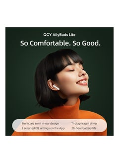 QCY T29 Ailybuds Lite Truly Wireless Earbuds With Bionic Arc Design,Strong 5.3 Bluetooth Connection, 28 Hours Battery Life & 68 ms Low Latency - White  - Image 4