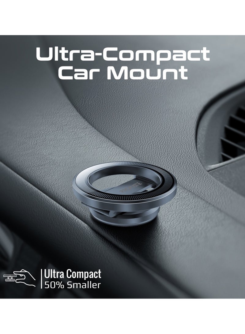 PROMATE Magnetic Car Phone Holder, Compact 360-Degree Rotatable Dashboard Car Phone Stand With Anti-Slip Grip, Cradleless Design, Foldable Arm And N52 Magnet For iPhone 15, Samsung S23, MagHoop-HG Grey  - Image 3