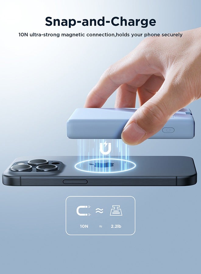 10000 mAh JR-PBM01 Magnetic Stand Wireless Fast Portable Power Bank With Cord Mobile Power Black