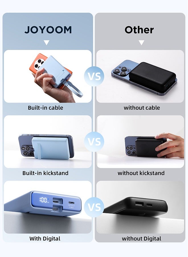 10000 mAh JR-PBM01 Magnetic Stand Wireless Fast Portable Power Bank With Cord Mobile Power Black