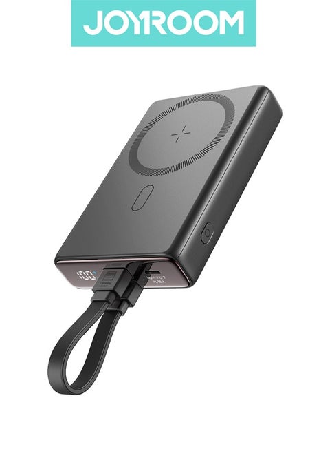 10000 mAh JR-PBM01 Magnetic Stand Wireless Fast Portable Power Bank With Cord Mobile Power Black