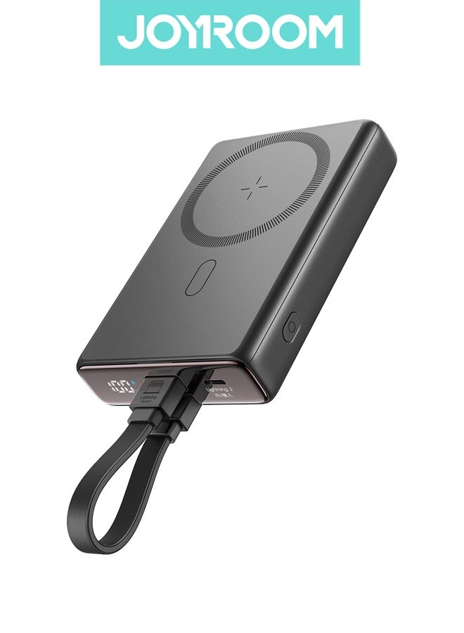 10000 mAh JR-PBM01 Magnetic Stand Wireless Fast Portable Power Bank With Cord Mobile Power Black