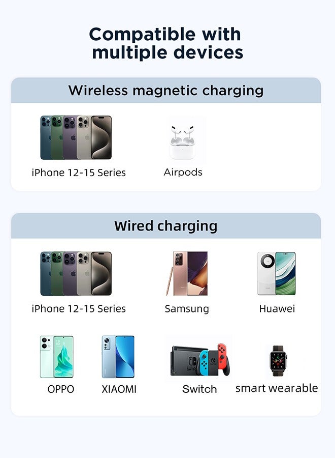 10000 mAh JR-PBM01 Magnetic Stand Wireless Fast Portable Power Bank With Cord Mobile Power Black