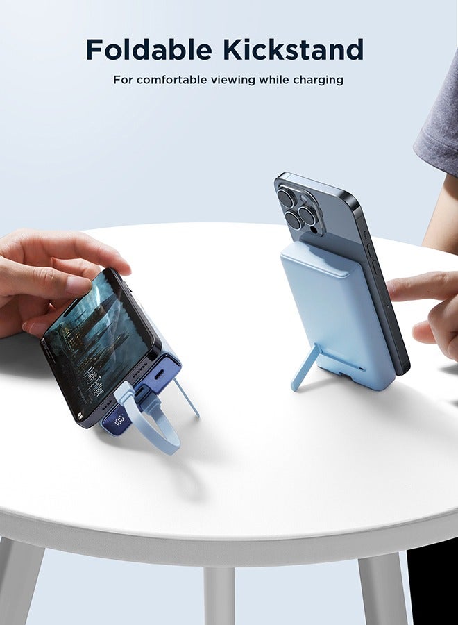 10000 mAh JR-PBM01 Magnetic Stand Wireless Fast Portable Power Bank With Cord Mobile Power Black