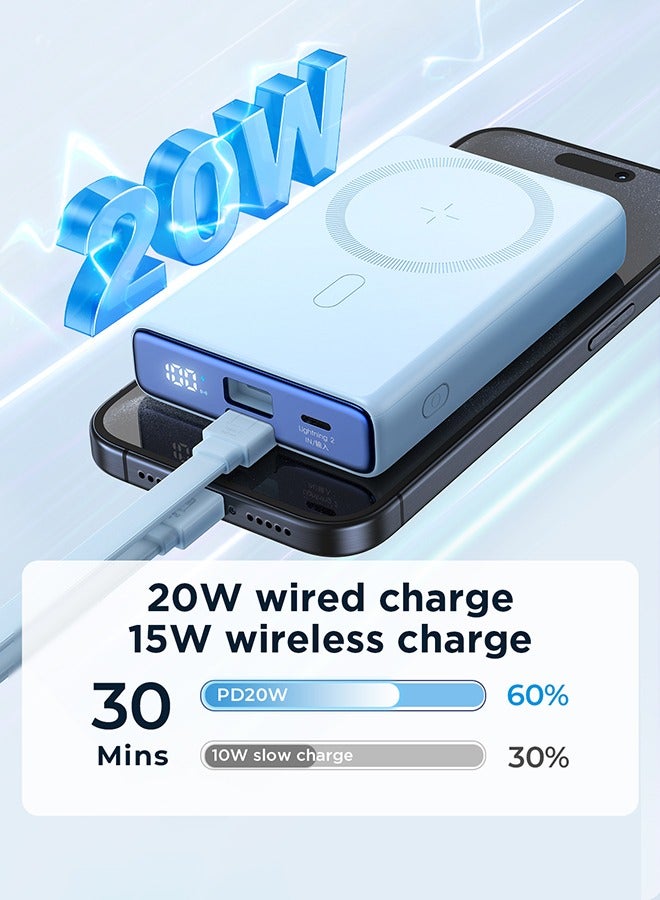 10000 mAh JR-PBM01 Magnetic Stand Wireless Fast Portable Power Bank With Cord Mobile Power Black