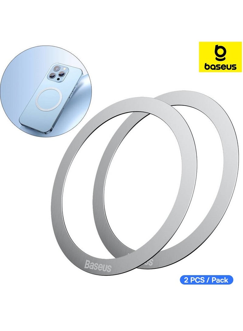 بيسوس - ملصق حلقات معدنية عالمية متوافق مع شاحن Magsafe اللاسلكي المغناطيسي iPhone 15/14/13/12 Series Pro Mini Max Samsung Galaxy، ملحقات تحويل شاحن سيارة رفيعة للغاية - Image 1