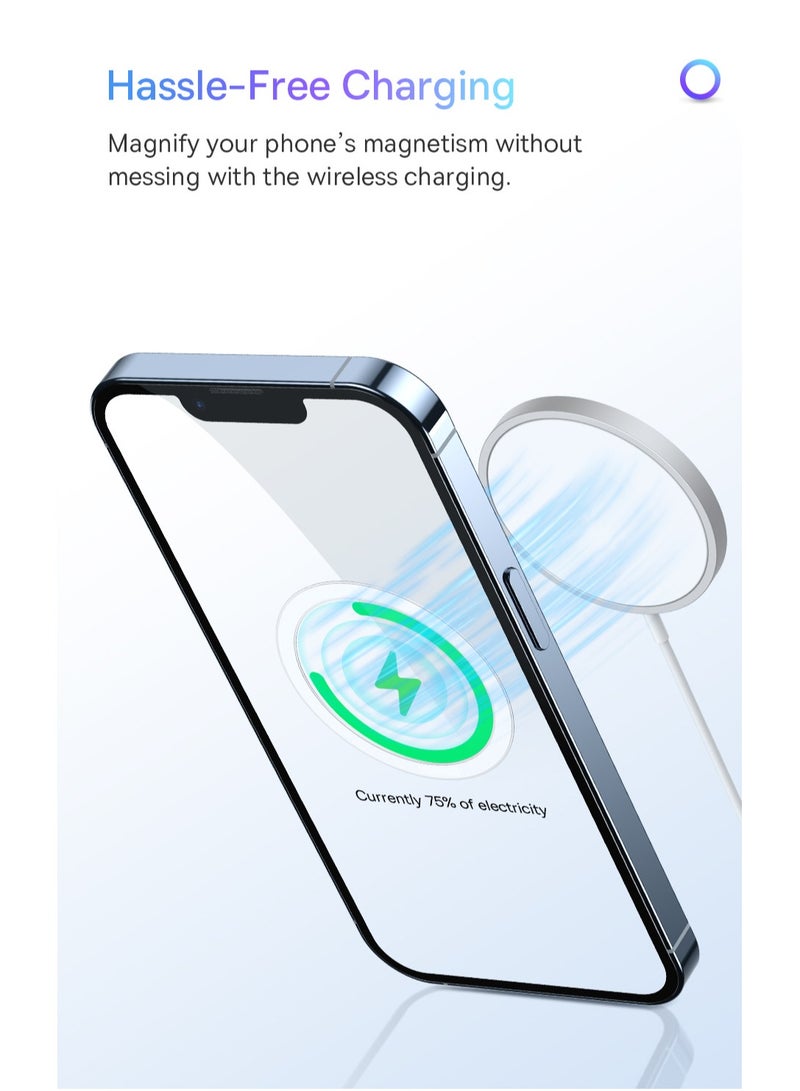 بيسوس - ملصق حلقات معدنية عالمية متوافق مع شاحن Magsafe اللاسلكي المغناطيسي iPhone 15/14/13/12 Series Pro Mini Max Samsung Galaxy، ملحقات تحويل شاحن سيارة رفيعة للغاية - Image 1