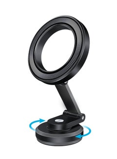 PROMATE Magnetic Car Phone Holder, Compact 360-degree Rotatable Dashboard Car Phone Stand With Anti-Slip Grip, Cradleless Design, Foldable Arm And N52 Magnet For iPhone 16, Samsung S25, MagHoop-HG - Black  - Image 1