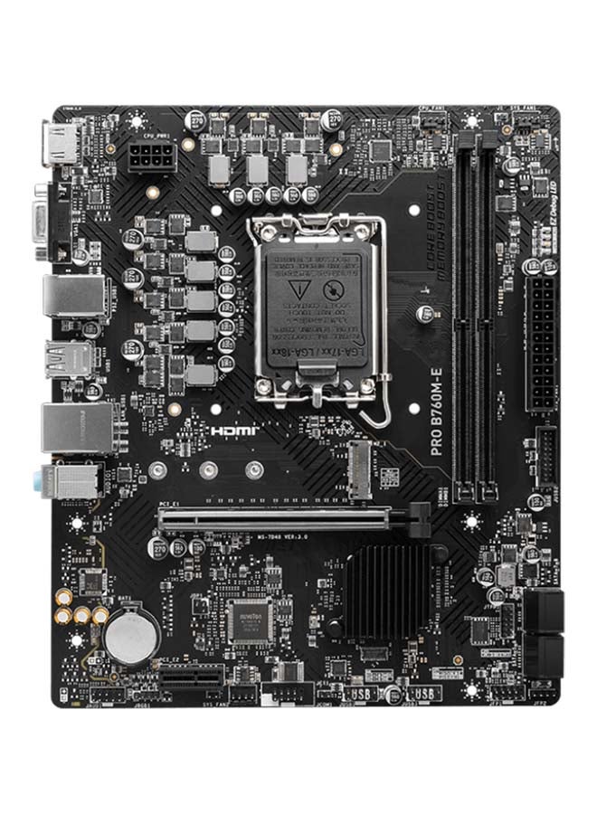 MSI PRO B760M-E LGA 1700 mATX Intel Motherboard, Intel B760 Chipset, 2x DDR5 Slots, 96GB Memory Support, 1x M.2, 4x SATA 6G Storage, 1x PCI-E x16 Slot | 911-7D48-039 Black  - Image 2