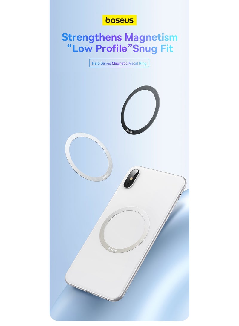 Baseus 2 Pack Universal Metal Rings Sticker Compatible For Magsafe Magnetic Wireless Charger iPhone 15/14/13/12 Series Pro Mini Max Samsung Galaxy, Ultra-Thin Car Charger Conversion Accessories Black - Image 2