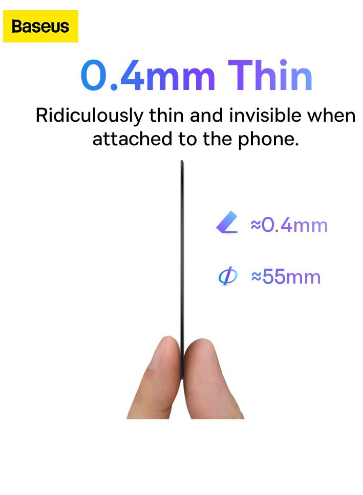 Baseus 2 Pack Universal Metal Rings Sticker Compatible For Magsafe Magnetic Wireless Charger iPhone 15/14/13/12 Series Pro Mini Max Samsung Galaxy, Ultra-Thin Car Charger Conversion Accessories Black - Image 5