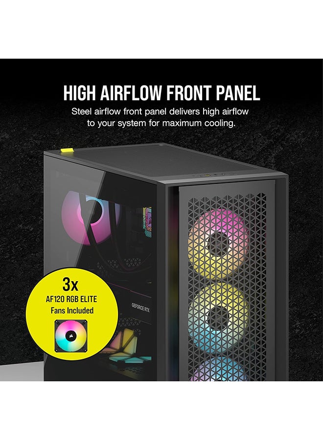 CORSAIR iCUE 4000D RGB AIRFLOW Mid-Tower Case, Black - 3x AF120 RGB ELITE Fans - iCUE Lighting Node PRO Controller - High-airflow Design Black  - Image 2