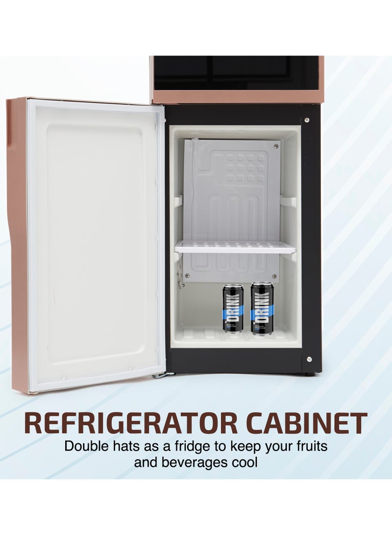 TCL Water Dispenser, Top Loading With Refrigerator, Stylish Black/Gold Glass Design Best For Home, Kitchen, Office And Pantry, 3 Taps/Faucet, Child Safety Lock TY-LWYR85B Black - Image 4