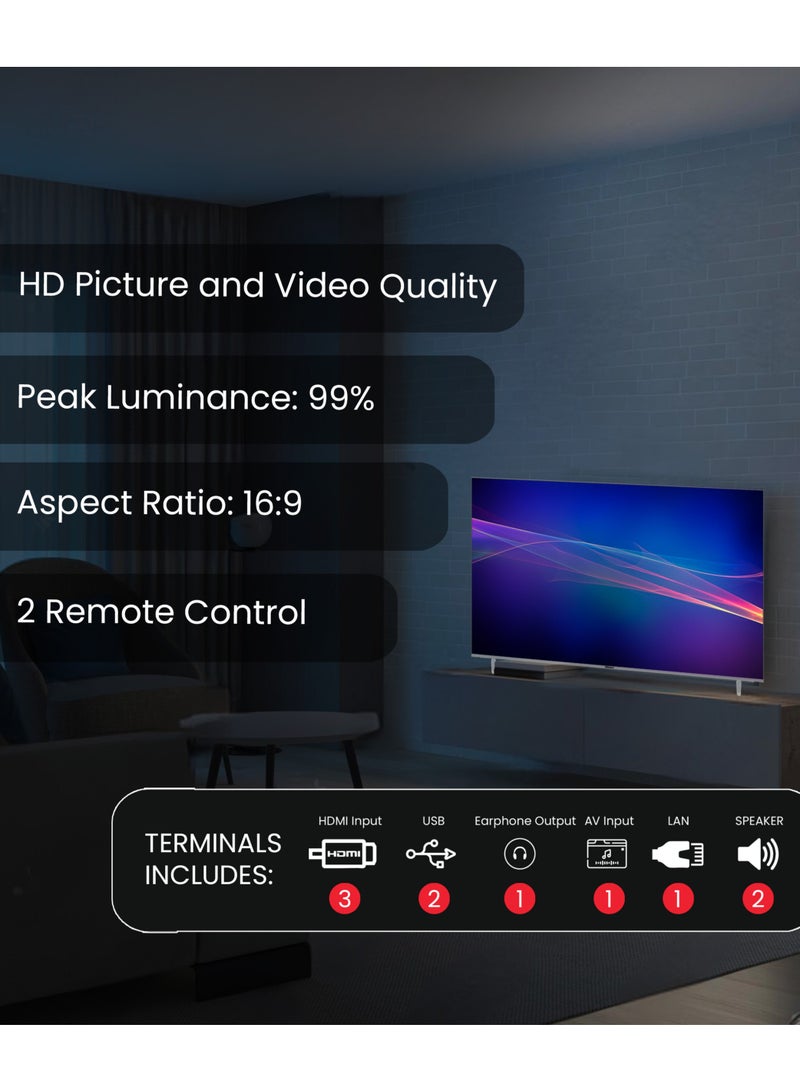 Nobel - 100 Inch Diamond 4K UHD VIDAA Smart TV iOS and Android Devices with VIDAA Voice & DTS TruBass™ Surround Sound Youtube Netflix Prime Video Bluetooth WiFi And Screen Sharing 2024 Model One Year Warranty UHD100VID Silver - Image 1